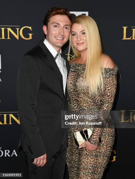 Daryl Sabara and Meghan Trainor attend the Premiere Of Disney's "The Lion King" at Dolby Theatre on July 09, 2019 in Hollywood, California.