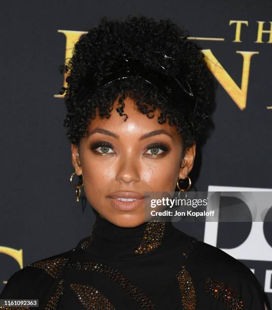 Logan Browning attends the Premiere Of Disney's "The Lion King" at Dolby Theatre on July 09, 2019 in Hollywood, California.