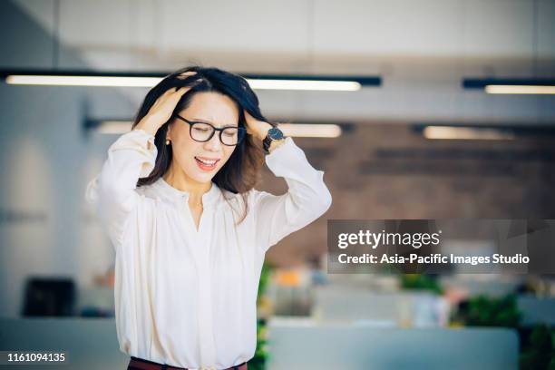 anger asian businesswoman in glasses strong screaming with wild - ugly asian woman stock pictures, royalty-free photos & images