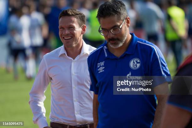 Sascha Riehter, team manager of Schalke 04 looks on after the DFB Cup first round match between SV Drochtersen/Assel and FC Schalke 04 at the...