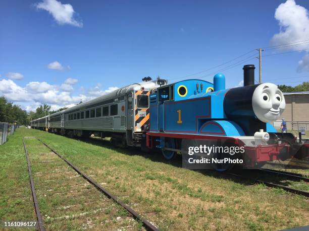 Large working replica steam engine of the popular children's storybook character Thomas the Tank Engine is seen during a 'Day out With Thomas' in...
