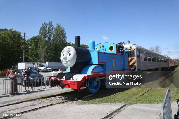 Large working replica steam engine of the popular children's storybook character Thomas the Tank Engine is seen during a 'Day out With Thomas' in...