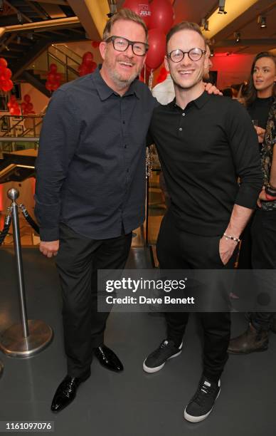 Sir Matthew Bourne and Kevin Clifton attend the press night after party for "Matthew Bourne's Romeo And Juliet" at Sadler's Wells Theatre on August...