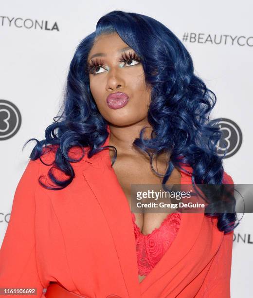Megan Thee Stallion attends Beautycon Los Angeles 2019 Day 2 Pink Carpet at Los Angeles Convention Center on August 11, 2019 in Los Angeles,...
