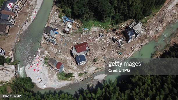 Landslide which caused by Lekima killed 23 people and 9 people still missing on 11th August, 2019 in Wenzhou,Zhejiang,China.