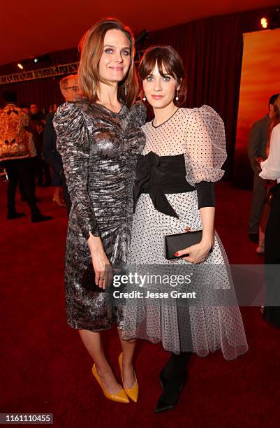 Emily Deschanel and Zooey Deschanel attend the World Premiere of Disney's "THE LION KING" at the Dolby Theatre on July 09, 2019 in Hollywood,...