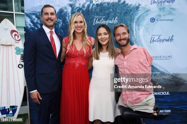 Motivational speaker Adam Dirks, professional surfer Bethany Hamilton, Kanae Vujicic and motivational speaker Nick Vujicic arrive at the Los Angeles...