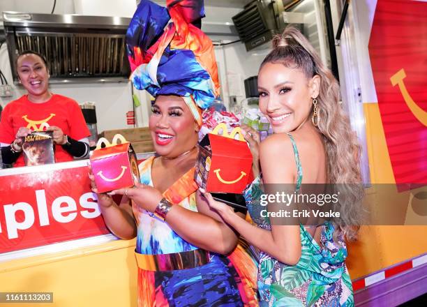 Patrick Starrr and Desi Perkins are seen as McDonald's brings Happy Meals and Festive Moments to "The Lion King" Premiere After Party at Dolby...