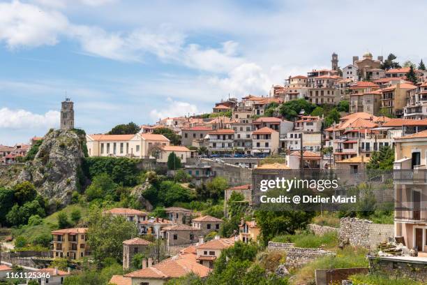 arachova mountain village in greece - delfi foto e immagini stock