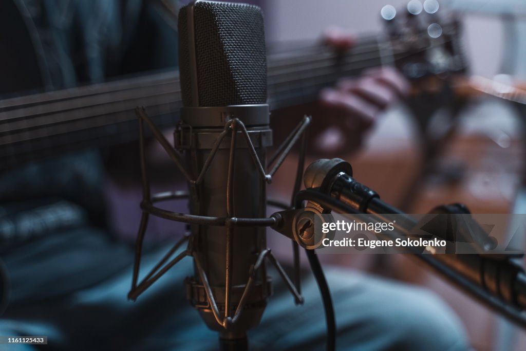 Microphone in recording studio