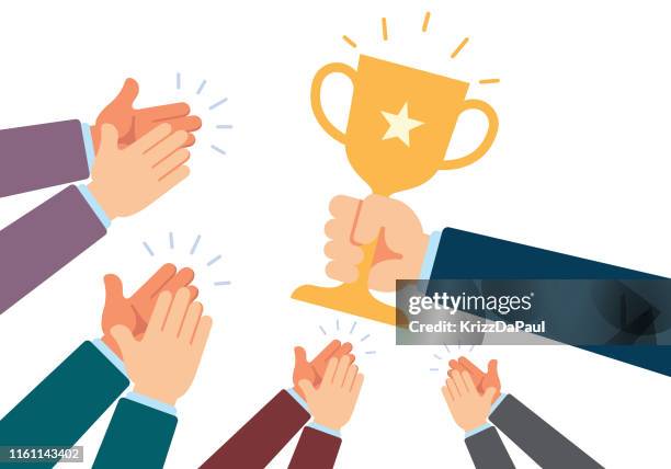 business team celebration - clapping hands stock illustrations