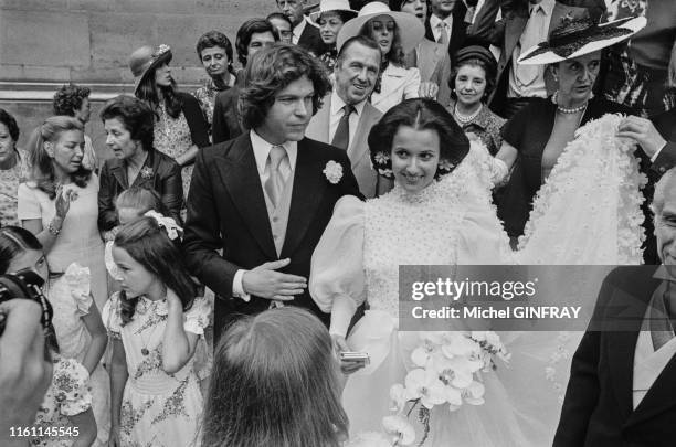 Mariage d'Arnaud de Rosnay et de Isabelle Goldsmith à l'église Sainte Clotilde de Paris le 28 juin 1973.