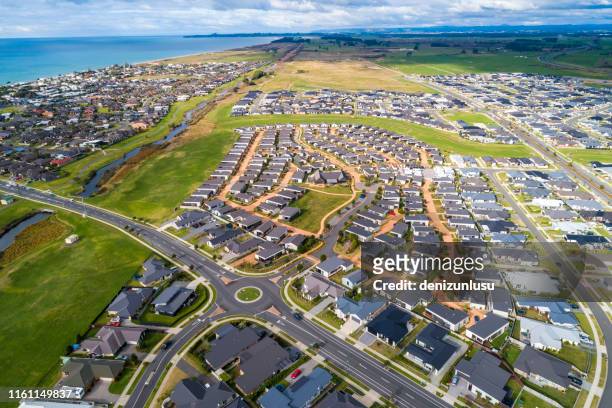 tauranga aerial view - new zealand city stock pictures, royalty-free photos & images