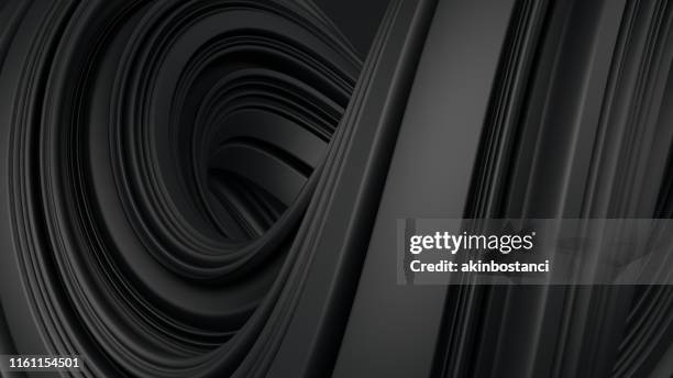 abstracte 3d rendering twisted liguid vorm zwarte achtergrond - dark stockfoto's en -beelden
