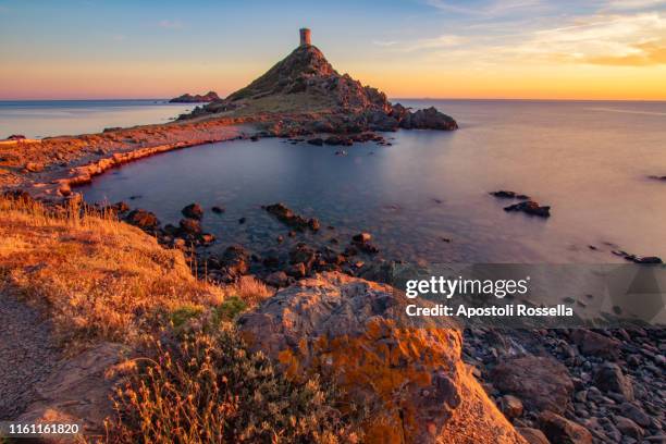 corsica, ajaccio, sunset at the sanguinary islands - corsica stockfoto's en -beelden