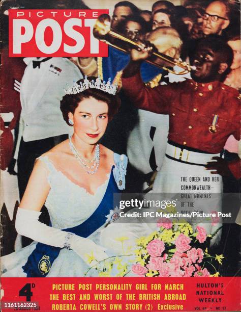 The cover of Picture Post magazine shows Queen Elizabeth II during the Royal Tour of the Commonwealth. Original Publication: Picture Post Cover - Vol...