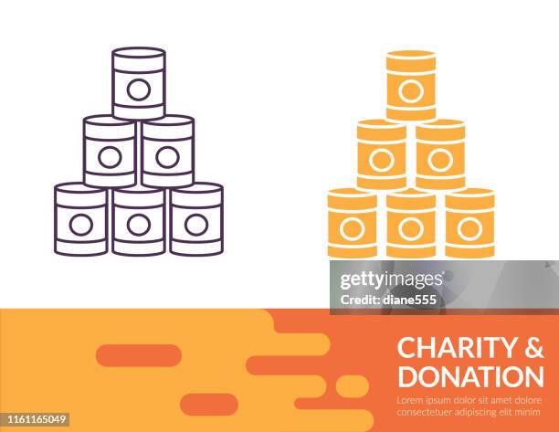 flaches design und dünne linie illustration charity-symbol - wohltätigkeitsaktion stock-grafiken, -clipart, -cartoons und -symbole