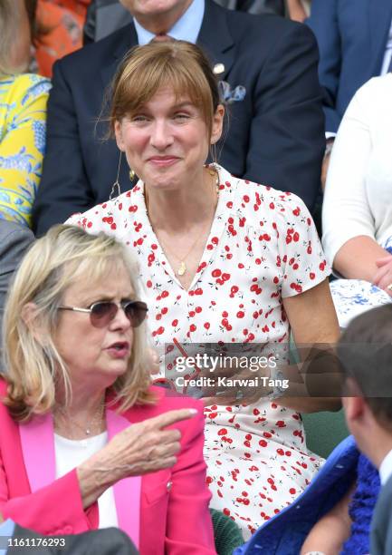 Fiona Bruce attends day nine of the Wimbledon Tennis Championships at All England Lawn Tennis and Croquet Club on July 10, 2019 in London, England.