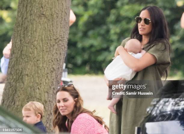 Meghan, Duchess of Sussex and Archie Harrison Mountbatten-Windsor, Catherine, Duchess of Cambridge and Prince Louis attend The King Power Royal...