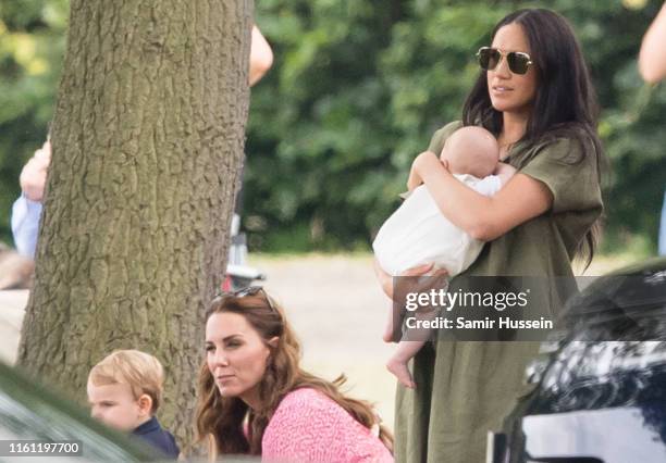 Meghan, Duchess of Sussex and Archie Harrison Mountbatten-Windsor, Catherine, Duchess of Cambridge and Prince Louis attend The King Power Royal...