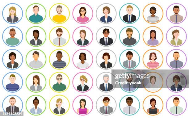 ilustraciones, imágenes clip art, dibujos animados e iconos de stock de iconos de personas de negocios - avatar icon