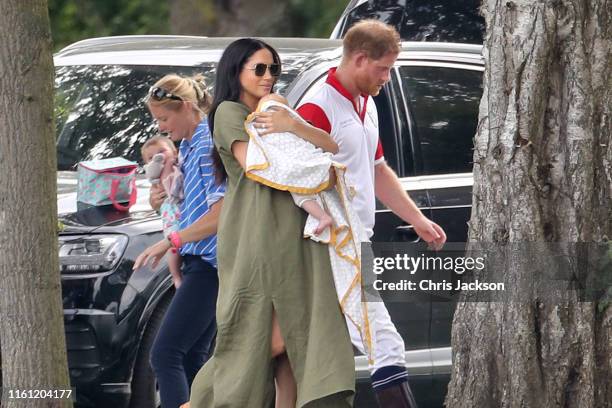 Prince Harry, Duke of Sussex, Meghan, Duchess of Sussex and Prince Archie Harrison Mountbatten-Windsor attend The King Power Royal Charity Polo Day...