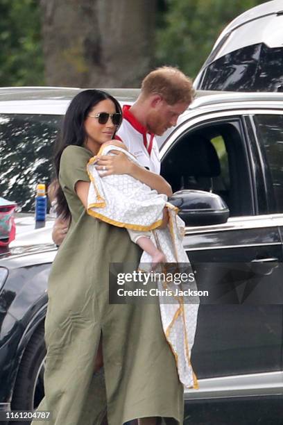 Prince Harry, Duke of Sussex, Meghan, Duchess of Sussex and Prince Archie Harrison Mountbatten-Windsor attend The King Power Royal Charity Polo Day...