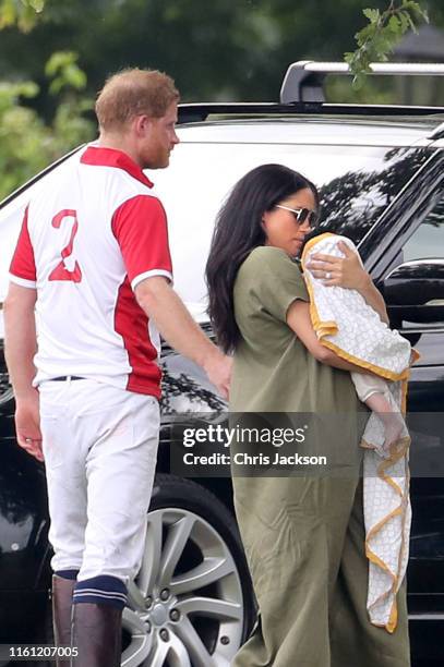 Prince Harry, Duke of Sussex, Meghan, Duchess of Sussex and Prince Archie Harrison Mountbatten-Windsor attend The King Power Royal Charity Polo Day...