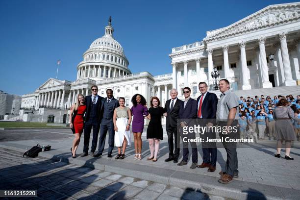 The JDRF 2019 Children’s Congress T1D Role Models pose before the hearing on Type 1 Diabetes at the Dirksen Senate Office Building on July 10, 2019...