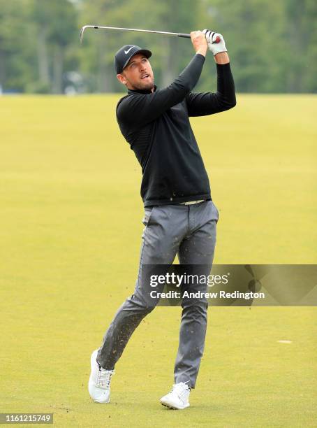 Harry Kane, England fottballer, in action during the Pro Am event prior to the start of the Aberdeen Standard Investments Scottish Open at The...