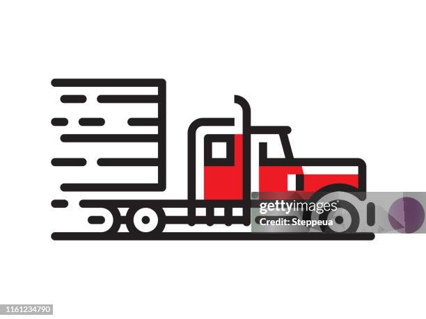 semi truck icon - truck side view stock illustrations