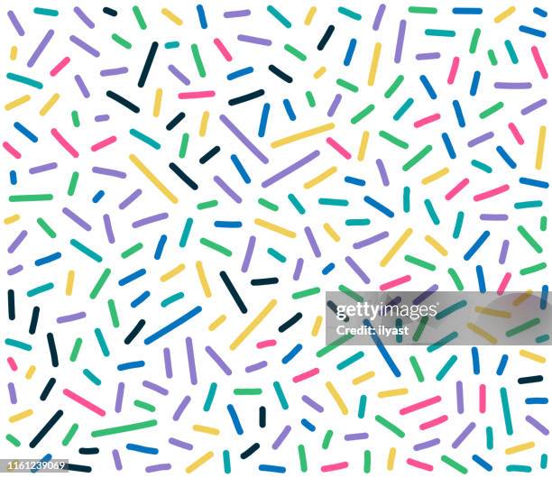 bunte hand gezeichnet texturen vektor-muster - streusel stock-grafiken, -clipart, -cartoons und -symbole