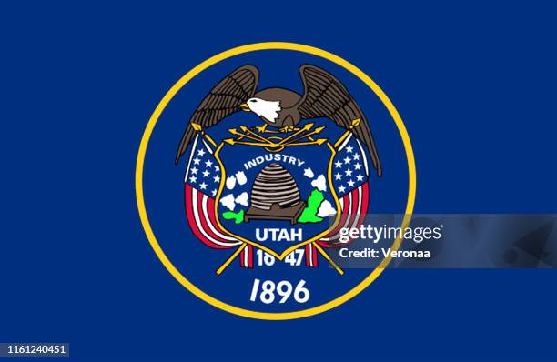 flag of utah in united states. - utah state flag stock illustrations