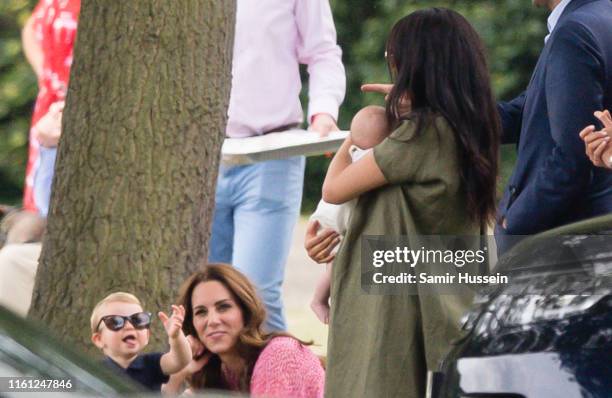 Meghan, Duchess of Sussex, Archie Harrison Mountbatten-Windsor, Catherine, Duchess of Cambridge and Prince Louis attend The King Power Royal Charity...