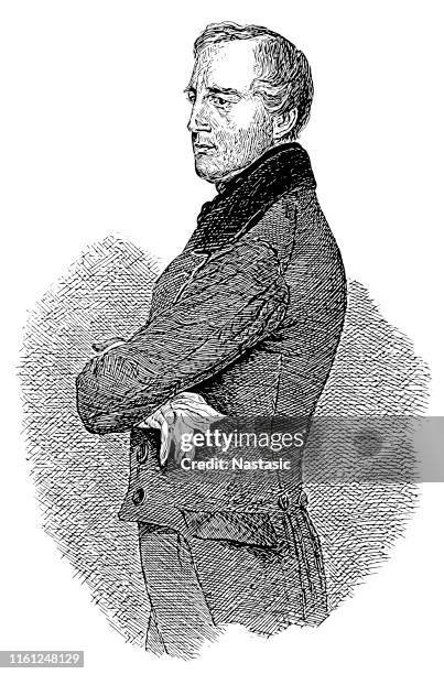 illustrazioni stock, clip art, cartoni animati e icone di tendenza di karl ludwig von bruck (elberfeld, 8 ottobre 1798 – vienna, 23 aprile 1860) è stato uno statista austriaco. - statista