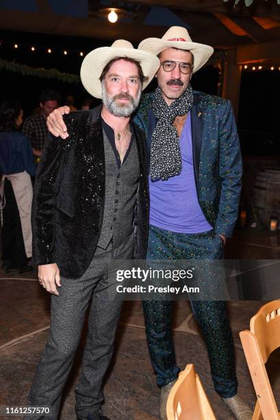 Rufus Wainwright and Jorn Weisbrodt attend Hearst Castle Preservation Foundation - Patron Cowboy Cookout at Hearst Ranch on September 29, 2018 in San...