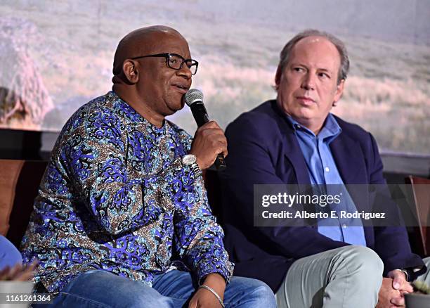 Creator/producer African vocal/choir arrangements Lebo M. And Composer Hans Zimmer attend the Global Press Conference for Disney’s THE LION KING on...