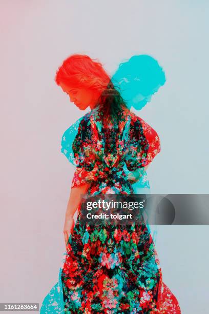 multiple image of young women against - photo wall collage stock pictures, royalty-free photos & images