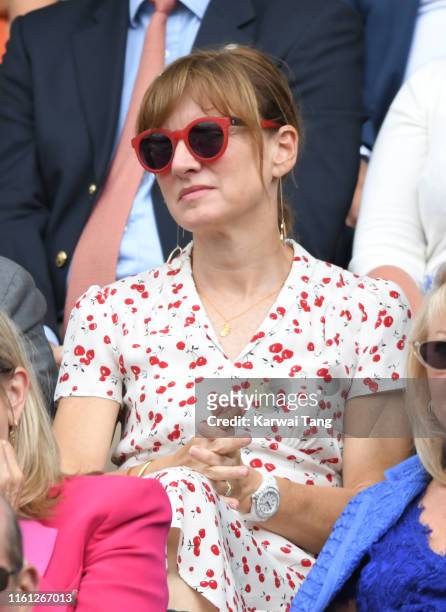 Fiona Bruce attends day nine of the Wimbledon Tennis Championships at All England Lawn Tennis and Croquet Club on July 10, 2019 in London, England.