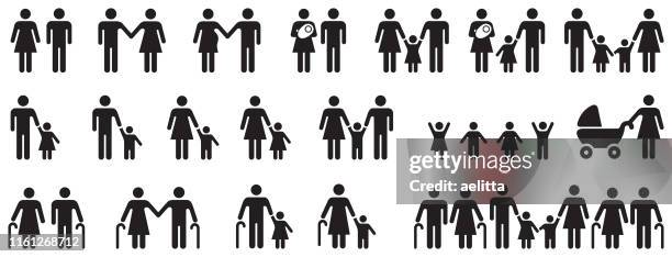 ilustraciones, imágenes clip art, dibujos animados e iconos de stock de conjunto de iconos de personas. - abuela madre hija