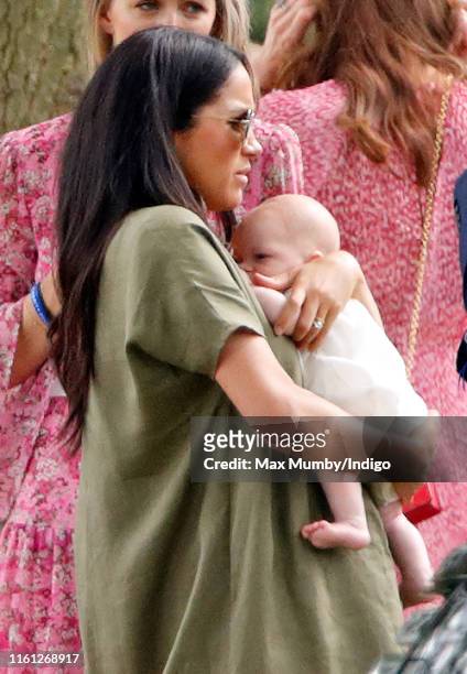 Meghan, Duchess of Sussex and Archie Harrison Mountbatten-Windsor attend the King Power Royal Charity Polo Match, in which Prince William, Duke of...