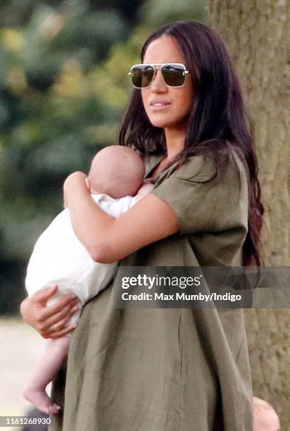 Meghan, Duchess of Sussex and Archie Harrison Mountbatten-Windsor attend the King Power Royal Charity Polo Match, in which Prince William, Duke of...