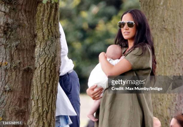 Meghan, Duchess of Sussex and Archie Harrison Mountbatten-Windsor attend the King Power Royal Charity Polo Match, in which Prince William, Duke of...