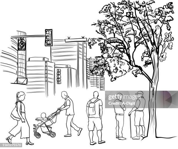 stockillustraties, clipart, cartoons en iconen met profiel van de stadsbewoner - family park