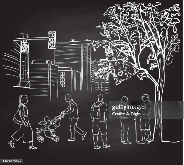 ilustraciones, imágenes clip art, dibujos animados e iconos de stock de pizarra de perfil de city dweller - hombre joven el parque