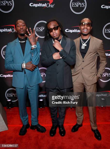 Offset, Takeoff and Quavo of Migos attend The 2019 ESPYs at Microsoft Theater on July 10, 2019 in Los Angeles, California.