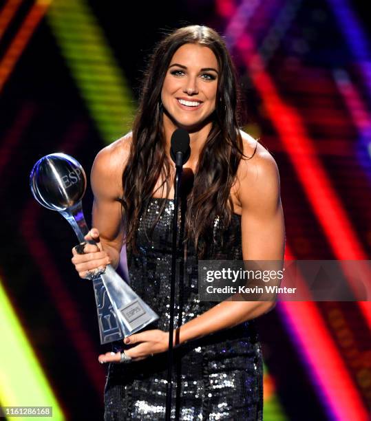 Alex Morgan accepts the Best Female Athlete award onstage during The 2019 ESPYs at Microsoft Theater on July 10, 2019 in Los Angeles, California.