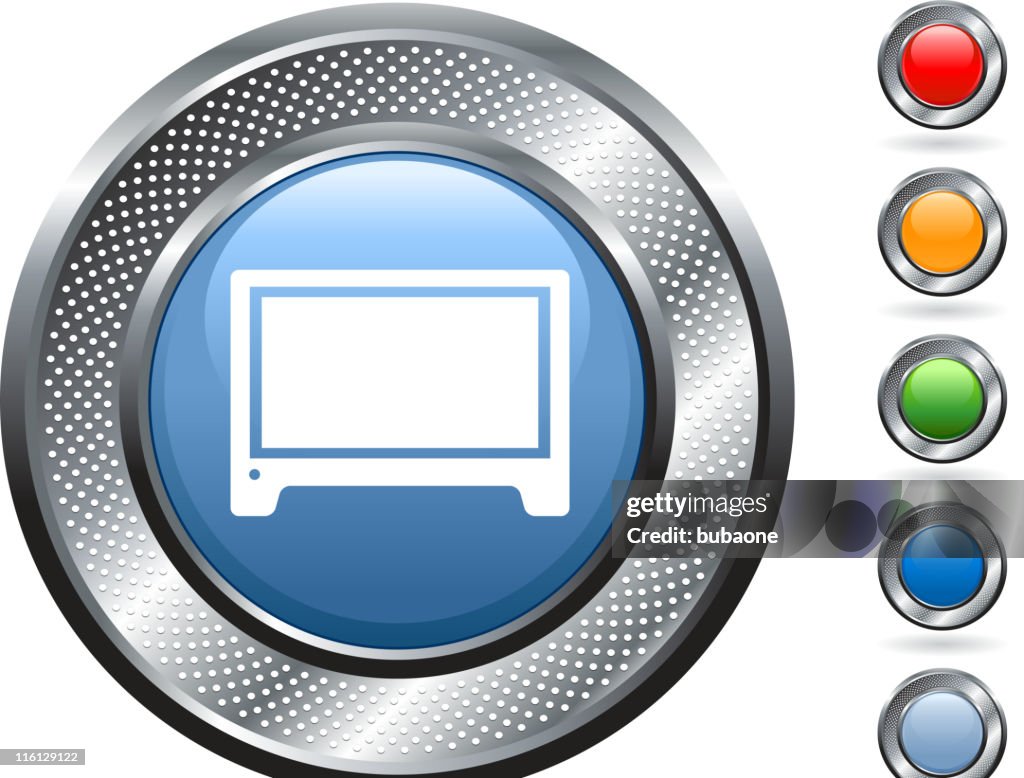Monitor Button Simple Design Computer Monitor Royalty Free Vector Art On Metallic Button High-Res ...