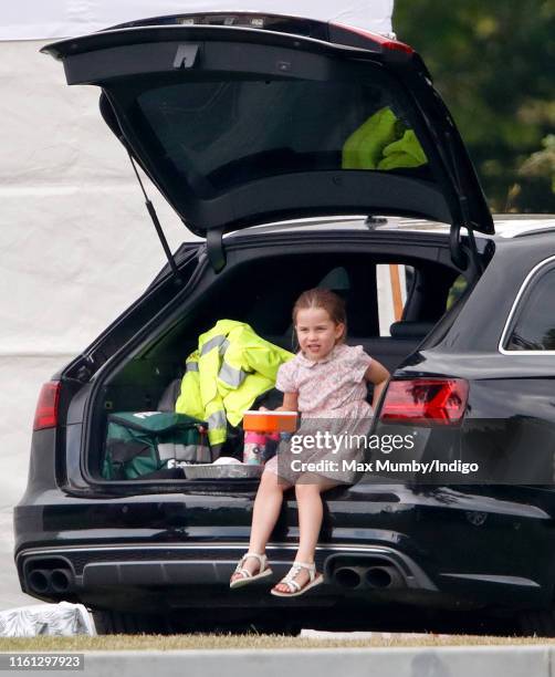 Princess Charlotte of Cambridge attends the King Power Royal Charity Polo Match, in which Prince William, Duke of Cambridge and Prince Harry, Duke of...