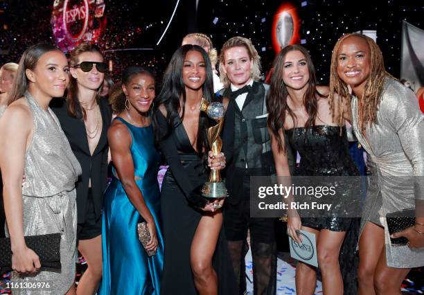 Ciara poses with the Best Team award for The United States Women's National Soccer Team onstage during The 2019 ESPYs at Microsoft Theater on July...